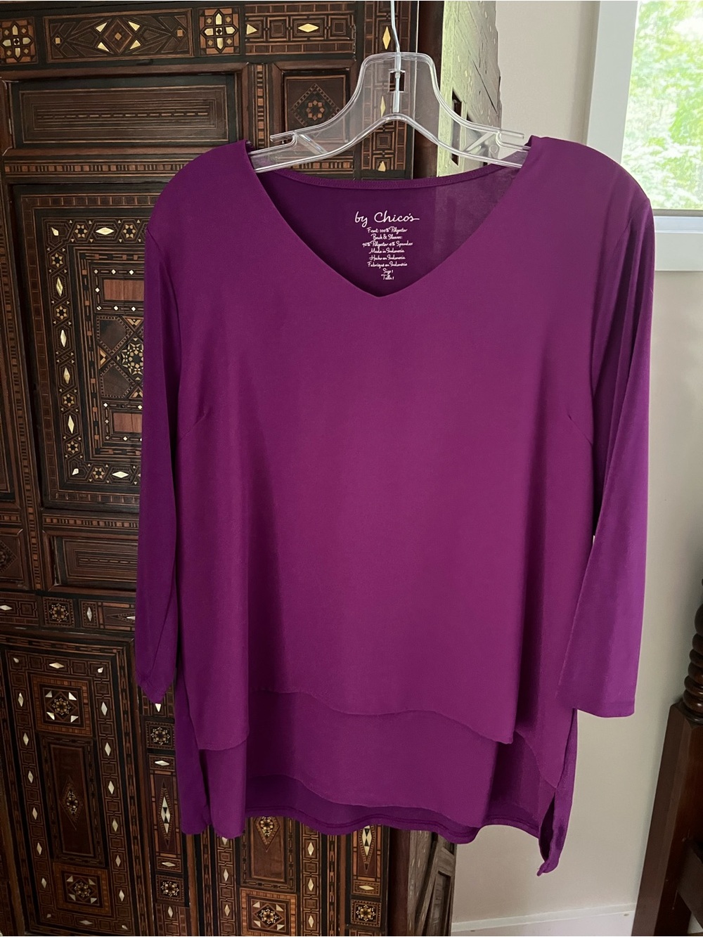 Chico's Deep Purple V-Neck Layered Tunic